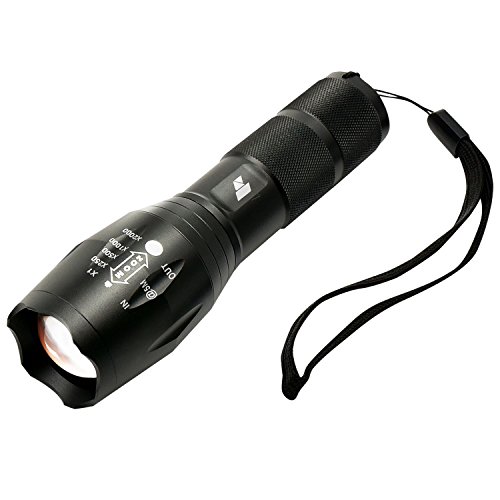 Taschenlampe LED | HoochTech 1000 Lumen wiederaufladbare Zoombar CREE XML2 T6 Handlampe | 5 Leuchtsmodis Einstellbar Fokus Wasserdicht Fahrradlampe mit 18650 Batterieabdeckung| Camping Außen Outdoor