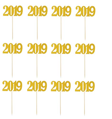 KODORIA 12pcs Graduation Cake Topper 2019 Cupcake Toppers Graduate Party Graduation Decoration - Gold