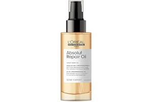 L'Oréal Professionnel Huile de Finition 10-En-1, Cheveux Abîmés à Sur-Sollicité, Nourrit, Protège & Adoucit, Sans Rinçage, Enrichie en Huile de Germe de Blé, Absolut Repair, Serie Expert, 90ml