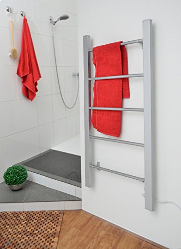 MEDION MD 15988 elektrischer Handtuchheizkörper, beheizbarer Handtuchwärmer, Elektrobadheizkörper mit 52 – 60° C, 110 Watt, 60 x 39 x 107 cm, silber - 2