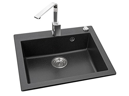 Axis Kitchen Mojito 60 Küchenspüle Farbe Axis Schwarz Material Axigranit 50er Unterschrank Spülbecken Siphon, Exzenterbedienung - 2