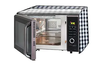 Stylista Microwave Oven Cover for Borosil Prima 19 Liter 1300 Watt Convection Oven Toaster Griller (OTG) Gingham Pattern Black & White