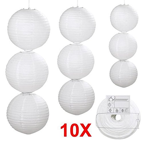 Yahee 10 Stück Papierlaterne Hängedekoration Lampenschirm Dekoration L/M/S (M_ca. 25 cm) - 2