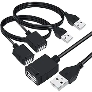 RiaTech 60cm USB 2.0 Extension Cable Male a to Female a for Printer/PC/External Hard Drive (Very Useful for LED/LCD TV USB Ports) (Pack of 2)