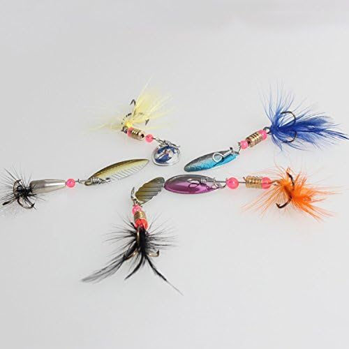 3-Pack Multicolor feather of fishing bait hook of the moon sinking lure sequins (Color: Multicolor)
