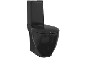 vidaXL Sanitari Bagno Toilette con Scarico Ceramica Nera Sedile WC Bidè Water