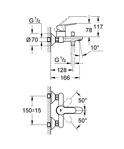 Grohe BauCosmopolitan - Grifo para baño y ducha Mezclador de baño