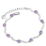 Onefeart Versilbert Armband Für Damen,17.5CM+3.6CM Erweiterte Kette Weiß Zirkonia Kristall