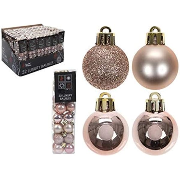 Albero Di Natale Rosa Gold.Confezione Da 32 3 5cm Rose Gold Baubles Albero Di Natale Matita Lucida E Glitter Design Decorazioni Natalizie Amazon It Casa E Cucina