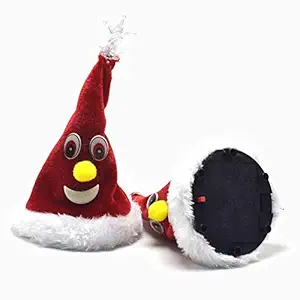 FidgetGear Novelty Funny Swing Christmas Tree Santa Hat Decoration Children Electric Toy Small red Swinging Christmas hat