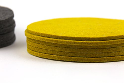 NordernArt Glasuntersetzer handgemacht rund 10cm für Gläser 6er Set, 100% Wolle Getränke-Untersetzer Farbe wählbar (Curry gelb ) - 3
