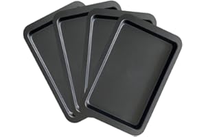 ORCLAN 4 Packs of Non Stick Baking Tray for Microwave/Oven - Durable Carbon Steel, Heat Resistant, Dishwasher Fridge Freezer Safe Bakeware from Air Fryer Accessories - (33 x 23 x 2 cm)