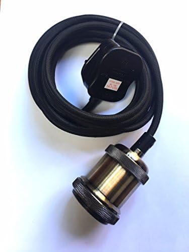 That Haus E27 Range - Industrial Brass Effect Plug-in Pendant Light, 3m Cable