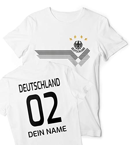 RoughTex Herren Deutschland Trikot | Funktions-Shirt personalisierbar eigener Name und Nummer – Fan T-Shirt atmungsaktiv schnelltrocknend Weiß L
