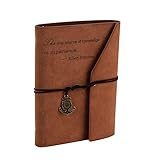 Dotted/Dot Bullet Journal A5 Carnet Pointillé Vintage Rechargeable Notebook Personnel Organiseur Journalier Carnet de note Cuir Cahier voyage Calepin Idee Cadeau Noël Homme Femme Adulte Citation Brun