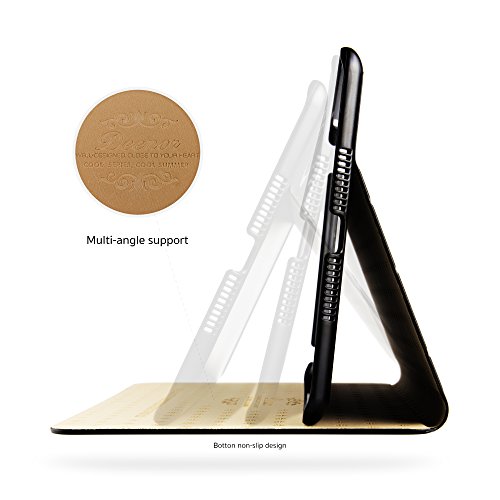 iPad Air Hülle, DEENOR Colour Series Premium PU Leder Ultra Slim Light Weight Auto aufwachen / Schlaf Funktion Schutzhülle Hülle für Apple iPad Air iPad 5. (Black circles) - 6