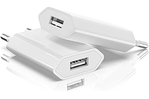 Newding 2 Pezzi Caricatore USB 5W per Phone 8 7 6S 6 5S, 5V 1A Spina USB, Alimentatore da Muro per Pad, Tablet, MP3, eBook