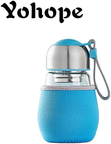 Yohope Cute Glass Penguin Office Tea Cup Creative Travel Mugs Borosilicate Glass Penguin Tumblers,Student Transparent Water Cup Carrying Pouch for Easy Filter Cover Cup Flower Mugs (Blue)