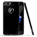 Produktbild iPhone 7 plsu Hülle, Roybens Metall Silikon 2 in 1 Extra Dünn Stoßfest Schalen Taschen + Panzerglas Schutzfolie Folie für 2016 Apfel [Apple] iPhone7 Plus, Diamant Schwarz [Jet Black]