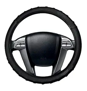 Autofetch Car Grippy Leatherette Car Steering Cover (Black) for MG Hector