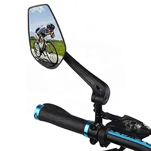 Eenty Bicycle Rear View Mirror Blue color Wide-Range Mirrors Cycling Back Sight Handlebar Reflector 360 Degree Adjustable 1 Pair,Blue Color Glass