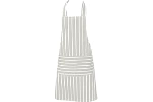 Clay Roberts Chefs Apron, Grey, Cooking and Baking Apron for Men and Women, Double Pockets, Kitchen Butchers Aprons, BBQ & Catering Bibs, Cooking Tabards