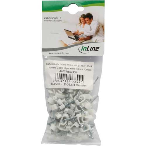 InLine Kabelschelle 10mm eckig – weiß – 100stk. - 2