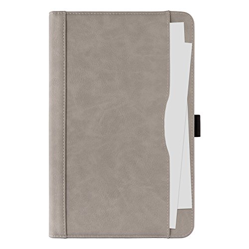 Galaxy Tab A 10.1 Hülle, E-Tree Smart Hülle Schutzhülle Tasche Folio PU-lederne Cover für Samsung Galaxy Tab A 10.1″ (SM-T580 / T585) Tablet – Grau - 3