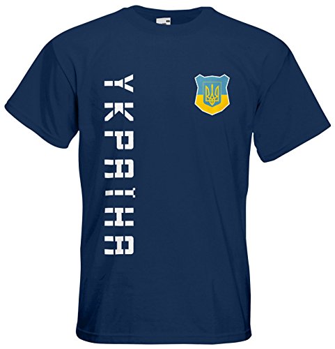 Ukraine EM 2016 T-Shirt Trikot Name Nummer (Navyblau, XXL)