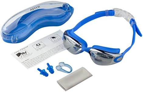 ABTW Clear Swimming Goggles No Leaking Anti Fog UV Protection Triathlon Swim Goggles with Free Protection Case for Adult Men Women Youth Kids Child, FREE Protective Case, Nose Clip, Ear Plugs (Blue)