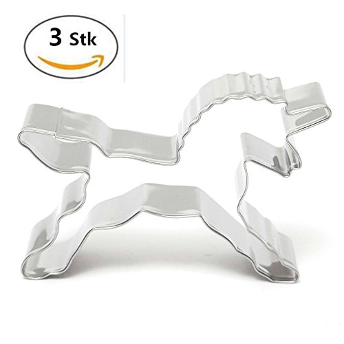 GOOTRADES 3 Stk Edelstahl Keks Cookies Ringe Cutter Mold Cake Dekorieren Biskuit Gebäck Backform, Einhorn/Giraffe/Schneemann/Eule (Einhorn)