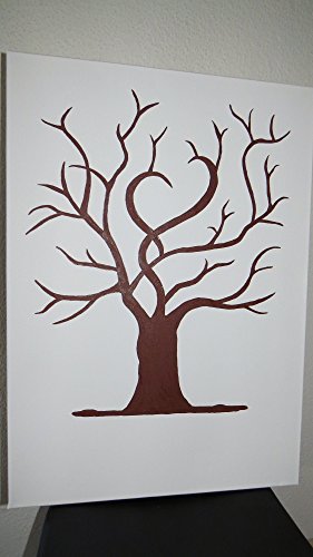 Fingerabdruck Gästebuch Hochzeitsbaum (wedding tree) Leinwand 70x50 auf Keilrahmen inkl. 3 Fingerfarben