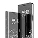 Price comparison product image MLOTECH Case for Huawei P20 Lite cover + tempered glass Flip Clear View Translucent Standing Cover Mirror Plating Holder Full Body 360°Smart Cover Protection Black