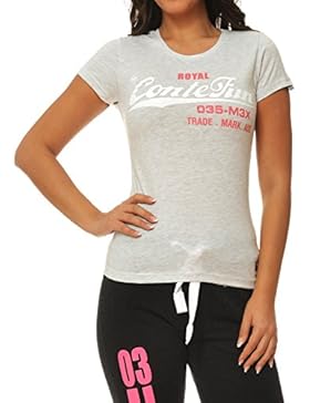 M.Conte Damen T-Shirt Kurzarm T Sweat-Shirt Neon-Pink Lila Grau Blau Rose Rot Grün Schwarz S M L XL Farbe Romana
