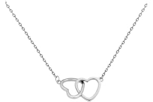 IMINI Interlock Heart Sterling Silver Pendant Necklace for Women Teen Girls Dainty Infinity Eternity Love Choker Necklaces Cute Initial Heart Adjustable Chain Jewelry Gifts