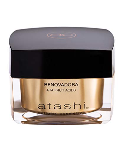 Atashi Antiedad - Crema Renovadora AHA Fruit Acids | Repara y Renueva ADN Celular | Efecto Anti-Estrés y Calmante | Con Ácido Glicólico y Vitamina E | Apto Para Pieles Sensibles y Secas - 50ml