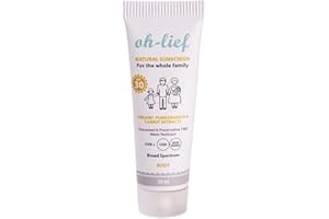 Oh-Lief Natural Body Sunscreen for the whole family including newborns, Certified Natural & Organic, Broad-Spectrum protection UVA/UVB, water resistant, Unscented & Preservative free (30ml)
