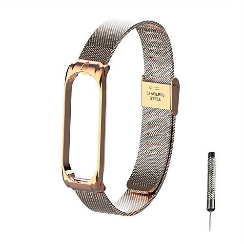 OLLIVAN Bracelet de Rechange pour Xiaomi Mi Band 4 Bracelets en Acier Inoxydable Bracelet de Montre de Rechange pour Xiaomi Smart Band 4 avec Cadre en métal (Pas de Tracker)