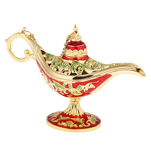 MagiDeal Wunderlampe aus der Aladdin Legende, Öllampe Sammlerstück, Gold & Mehrfabig - 5