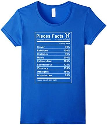 Women's Pisces Facts - Funny Pisces zodiac T-shirt Cool short sleeve Medium Royal Blue
