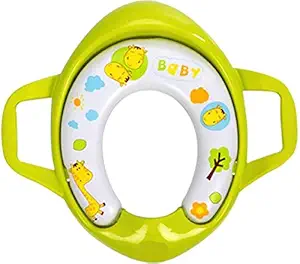 DIGIKART Super Soft Cushioned Durable Potty Trainer Comfortable Seat with Support Handles for Kids || 1-4 Year || Multi Color (Green)