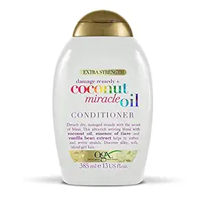 OGX Extra Strength Damage Remedy Coconut Miracle Oil Conditioner for Dry, Frizzy or Coarse Hair, Hydrating & Flyaway Taming Conditioner, Paraben-Free, Sulfate-Free Surfactants, Coconut Miracle Oil Vanilla 385ml