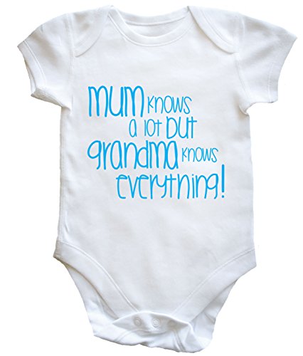 HippoWarehouse MUM KNOWS A LOT BUT GRANDMA KNOWS EVERYTHING baby vest boys girls