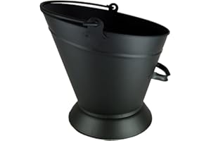 SARRAH LITTLE STORE Black Heavy Duty Cast Iron Metal Fireplace - Stylish & Durable - Companion Set/Waterloo Bucket/Coal Hod/Log Holder/Coal Shovel - Fireside Scuttle Ash Wood Storage Set (Waterloo Bucket)