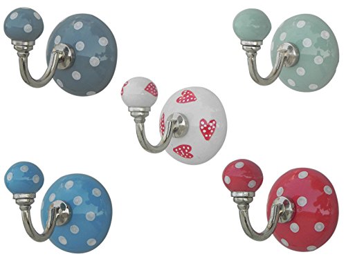 5x Wandhaken, Keramikhaken, Garderobenhaken - Traumhaftes XXL Paket