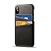Produktbild Airart iPhone X Hülle Leder Case Mit Kartenhalter Premium Weinlese-Mappen-Kasten Ultra Schlank Professional Vorstand Schnappen Auf Rückseite mit 2 ID Kreditkarten-Slots Halter für iPhone X Schwarz