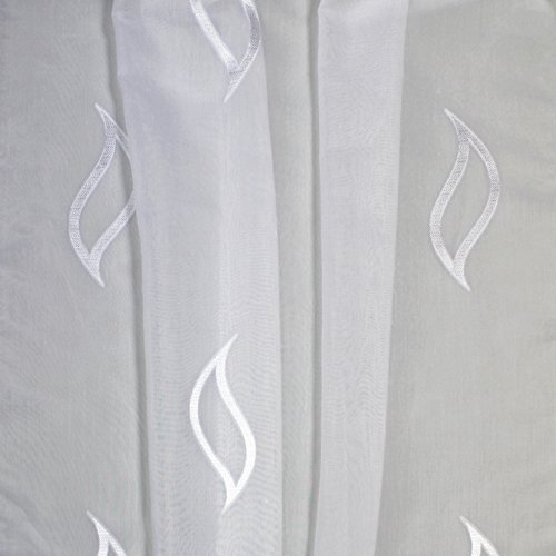 ‚Maßgeschneiderte weiße Scherli Voile Store Gardine“Venlo“, Kräuselband, Vorhang nach Maß, Gardinen nach Maß, Höhe 90 – 295 cm (Weiß, 100 x 250 cm /HxB) - 4