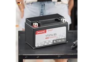 Accurat batterie moto YTX7A-BS AGM 12V 7 Ah 150 x 87 x 94 mm – Batterie de Démarrage Haute Performance Sans Entretien, Résistante aux Vibrations, Batterie Quad