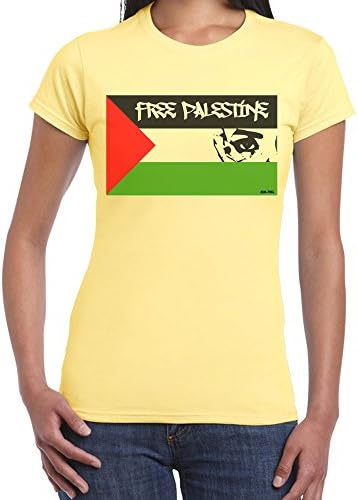 Starlite Womens Novelty T shirts-Free Palestine-Flag with Face-Womens Gifts