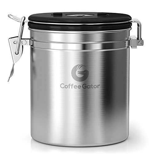 KAFFEEDOSE / KAFFEEBEHÄLTER aus Edelstahl mit Deckel und Aromaverschluss – die Vorratsdose um Kaffeebohnen u.v.m. perfekt aufzubewahren – Luftdichte Aromadose mit Dosierlöffel gratis dazu – silber - 8